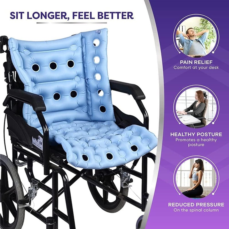 Excefore Wheelchair Cushions, Anti-Decubitus Wheelchair Inflatable Seat Cushions for Butt, Breathable Backrest Air Cushion Bed Sore Cushion for Pressure Sores, Portable Travel Seat Cushion for Long Sitting - Image 2