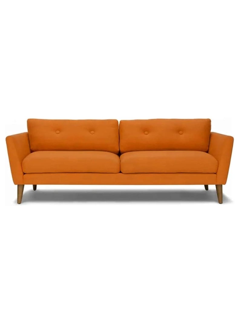 KARNAK Lota Modern  Luxurious  Upholstered Fabric Home + Office Sofa Modern Lounge Spot Contemporary Style Couch Cherry-Stained Wood Legs 3 seater (Orange) - Image 2