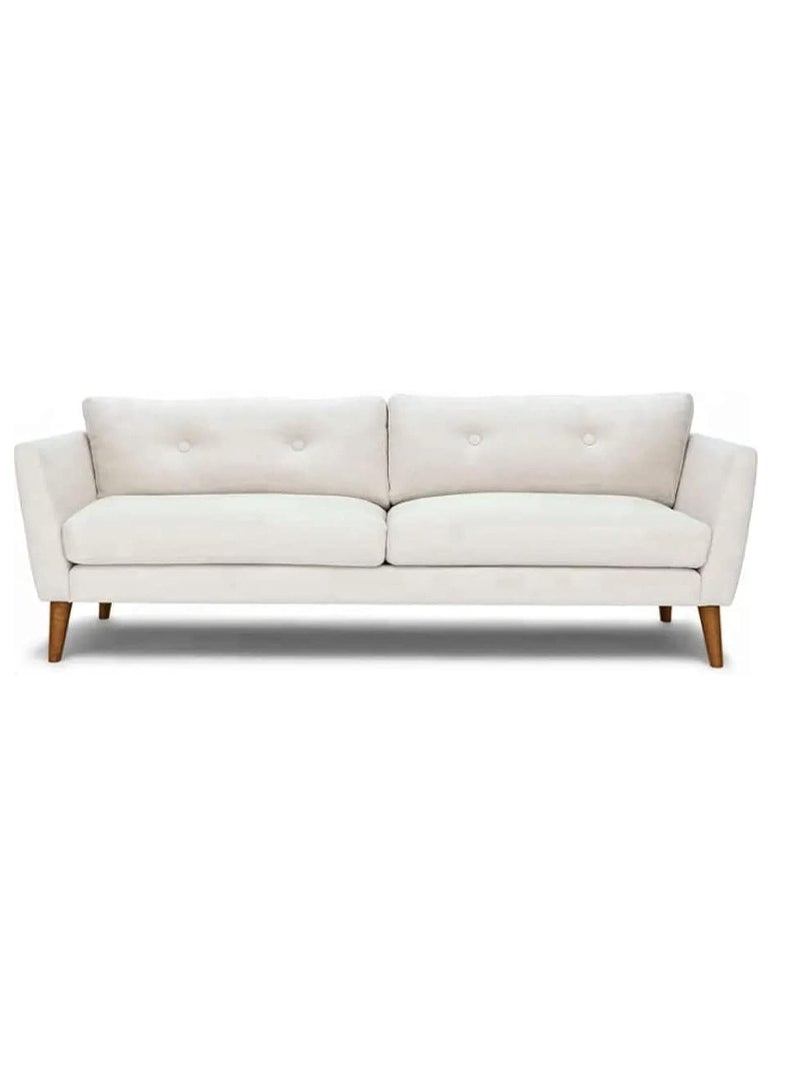 KARNAK Lota Modern  Luxurious  Upholstered Fabric Home + Office Sofa Modern Lounge Spot Contemporary Style Couch Cherry-Stained Wood Legs 3 seater (Orange) - Image 3
