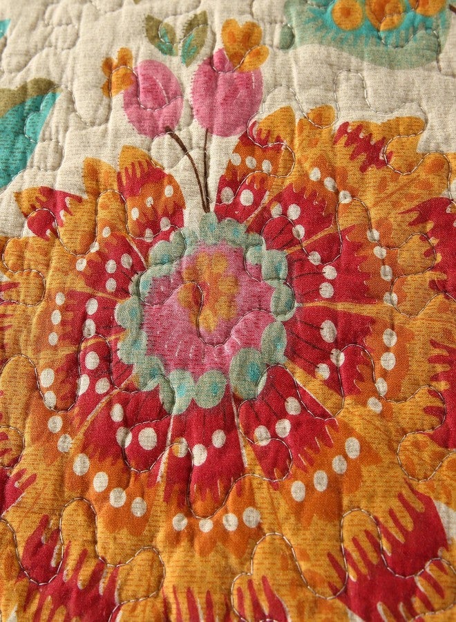 YASMENG 100% Cotton Boho Quilt Set King Size Gorgeous Paisley Floral Patterned Quilt Bedspread 106"x98" Bohemian Vibrant Exotic Ethnic Mandala Coverlet Bedding Set 3 Pieces for All Seasons - Image 4