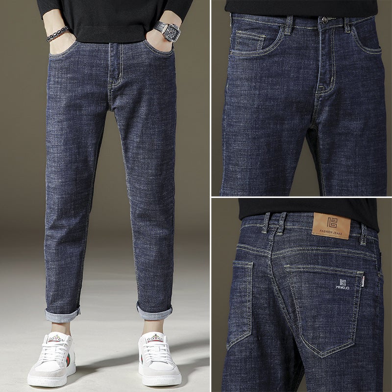 Multi-Color Korean Trendy Brand Nine-Point Jeans Trouser 2021 Spring New Stretch Jeans For Boys - Image 3