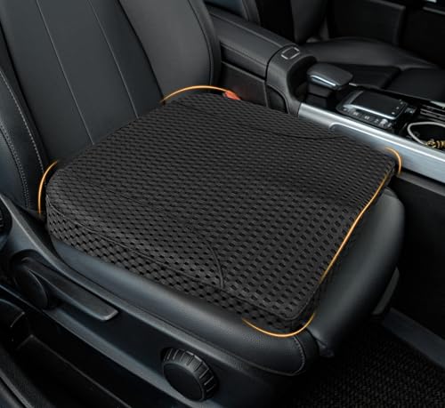 kingphenix Premium Car Seat Cushion Memory Foam Driver Seat Cushion to Improve Driving View Coccyx Lower Back Pain Relief Seat Cushion for Car Truck Office Chair 4D Mesh Black - Image 1