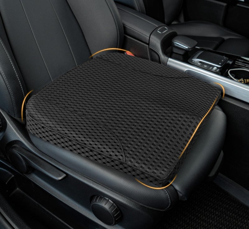 kingphenix Premium Car Seat Cushion Memory Foam Driver Seat Cushion to Improve Driving View Coccyx Lower Back Pain Relief Seat Cushion for Car Truck Office Chair 4D Mesh Black - Image 2