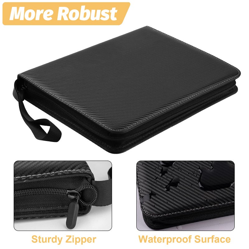 GERMUN Trading Card Binder, 900 Pockets Card Binder, 9-Poccket Sided Pocket Sports Card Binder, Premium Card Binders Compatible with MTG, TCG, Baseball Cards(Carbon Black) - Image 2