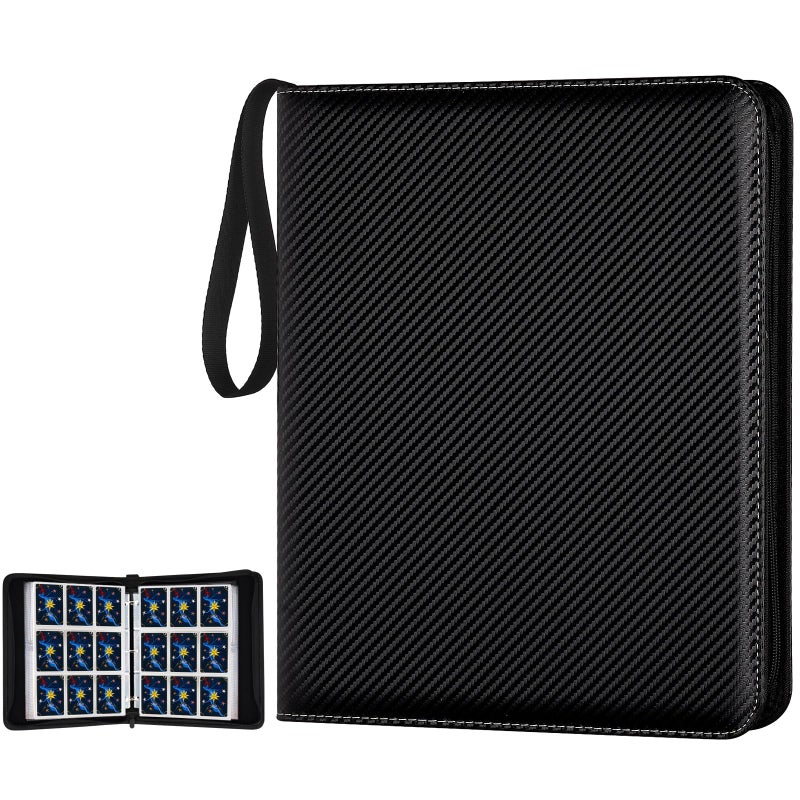 GERMUN Trading Card Binder, 900 Pockets Card Binder, 9-Poccket Sided Pocket Sports Card Binder, Premium Card Binders Compatible with MTG, TCG, Baseball Cards(Carbon Black) - Image 1