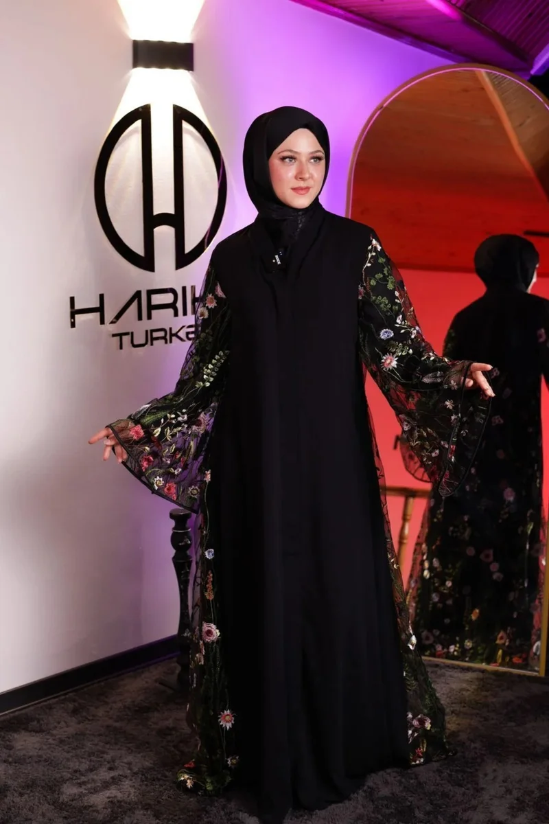Harika Wear Black Floral Abaya Abaya