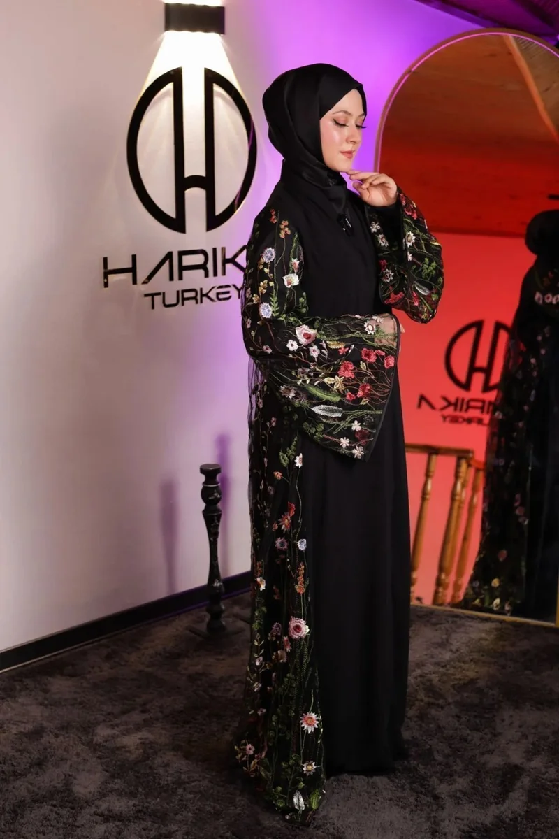 Harika Wear Black Floral Abaya Abaya