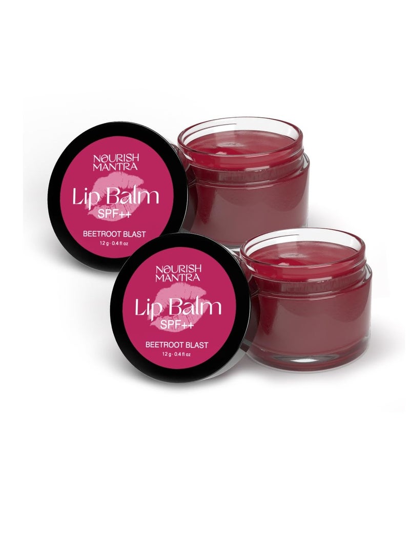 Nourish Mantra Beetroot Blast Lip Balm with SPF Formulated with Beetroot Extracts Olive Oil  Shea Butter Vitamin E  and Avocado Oil Best for both women and men - 12gm  Pack Of 2 - Image 1