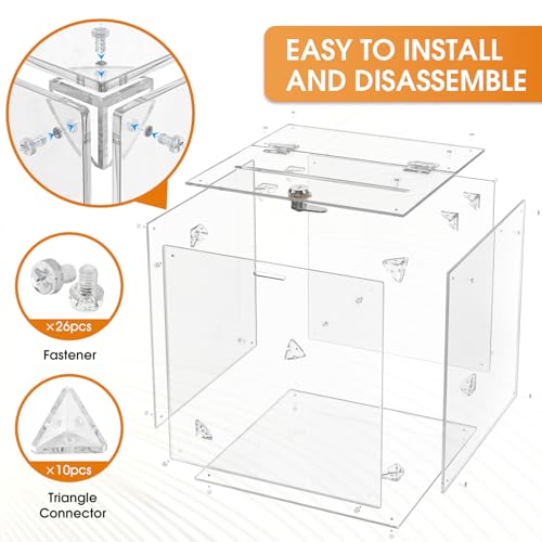 MaxGear Acrylic Donation Box, 9.8" x 9.8" x 9.8" Square Suggestion Box with Lock, Large Comment Case for Fundraising, Donating, Bar, School, 1 Pack - Image 5