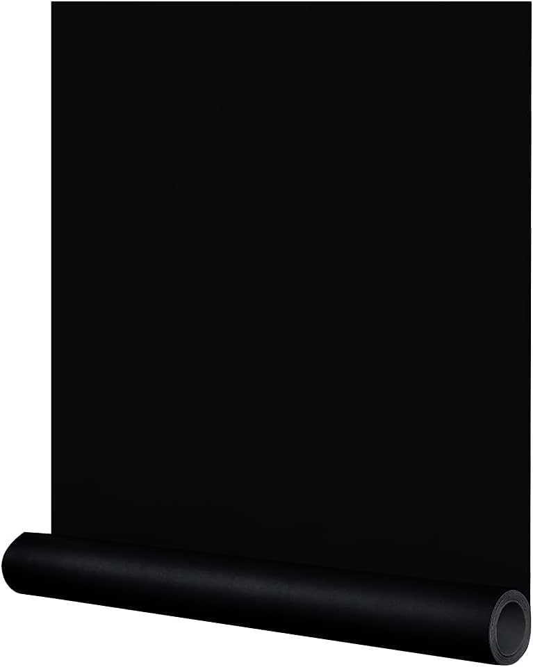 SUNBIRD Black Wallpaper Peel and Stick Black Contact Paper Matte Solid Black Textured Self Adhesive Removable Thick Vinyl Film Roll for Cabinets Bedroom Wall Decoration (30 x 152 cm) - Image 1