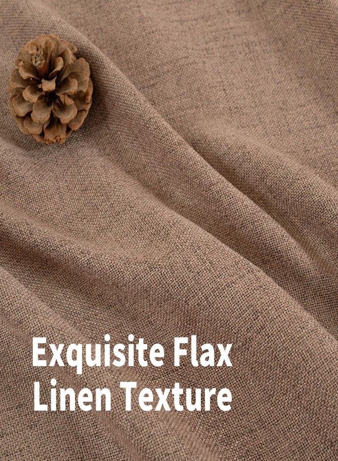 YoungsTex Linen Curtains 95 Inches Length, Mocha Textured Light Filtering Semi Sheer Drapes with Bronze Grommet for Short Living Room Bedroom, 2 Panels, 52 X 95 Inch - Image 4