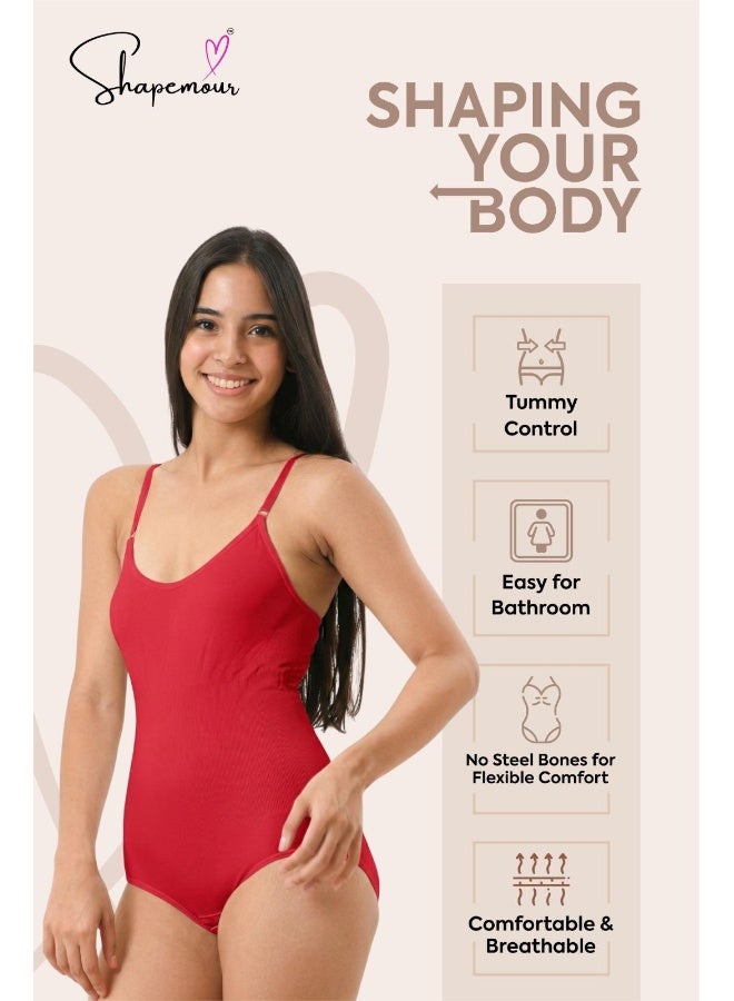 Shapemour Red Thong Bodysuit for Women - Image 3
