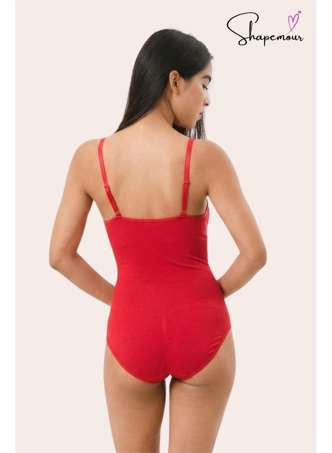 Shapemour Red Thong Bodysuit for Women - Image 2