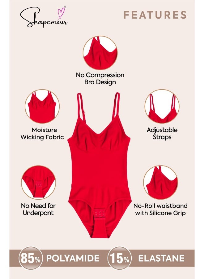 Shapemour Red Thong Bodysuit for Women - Image 4