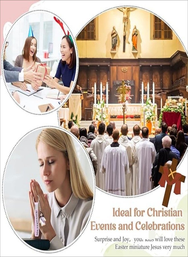 بيميمو مجموعة Bememo المكونة من 12 قطعة من سلاسل مفاتيح صغيرة على شكل يسوع المسيحي، مصنوعة من السيليكون، تحمل آيات من الكتاب المقدس، وهي هدية دينية للكبار (لون الماكرون، تصميم يسوع يحبك). - Image 4