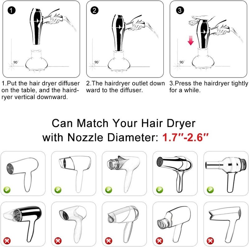 woobles Universal Hair Dryer Diffuser - Silicone Folding Hair Dryer Hood for Most Hair Dryer Blowers Makeup Styling - Image 4