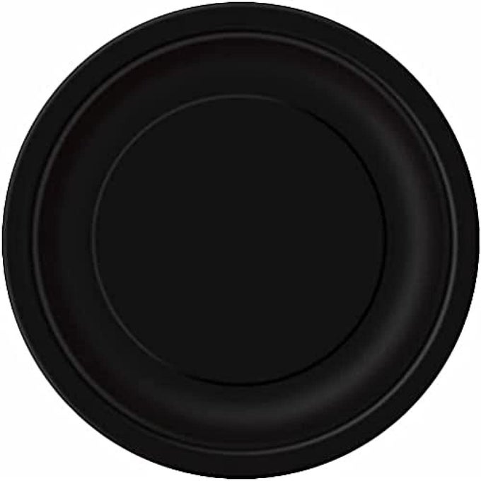 SOLID BLACK ROUND DESSERT PAPER PLATES 7 PACK OF 8 ELEGANT PARTY PLATES FOR APPETIZING TREATS PERFECT FOR BIRTHDAYS EVENTS