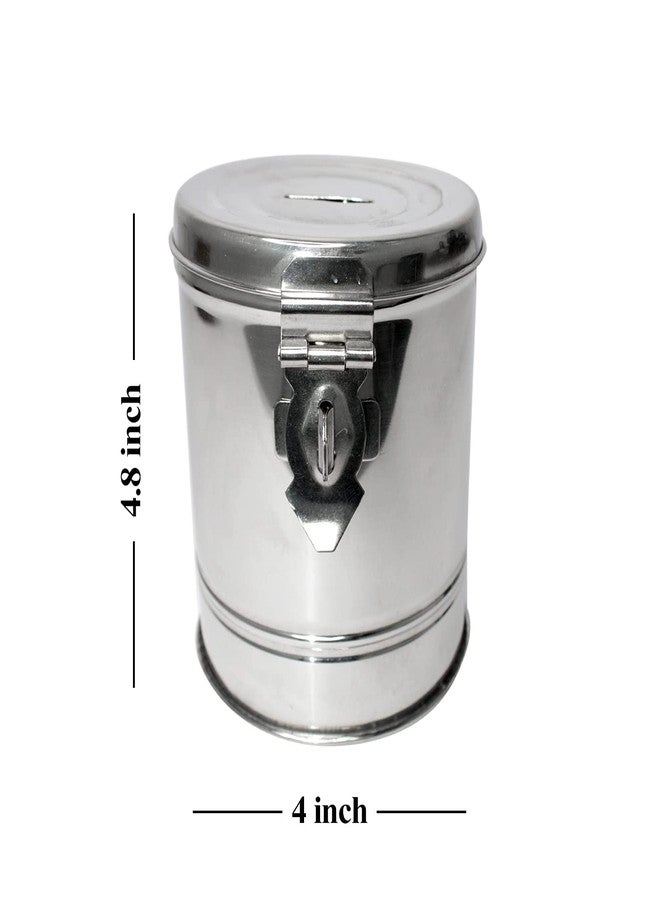 Fully Stainless Steel Coin Bank/Piggy/Money Bank for Kids and Adults with Pressing Lock (Silver) - Image 2