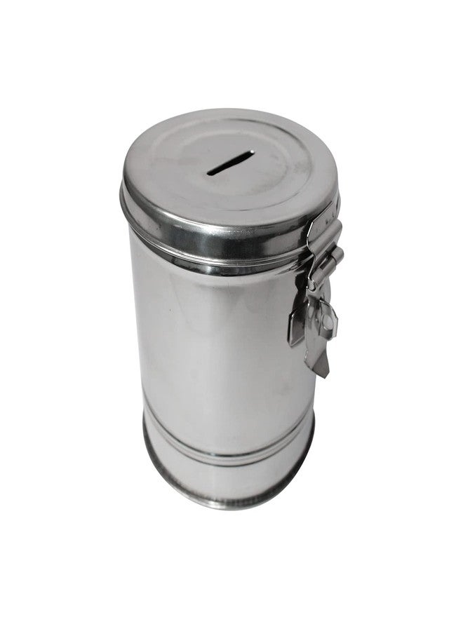 Fully Stainless Steel Coin Bank/Piggy/Money Bank for Kids and Adults with Pressing Lock (Silver) - Image 4