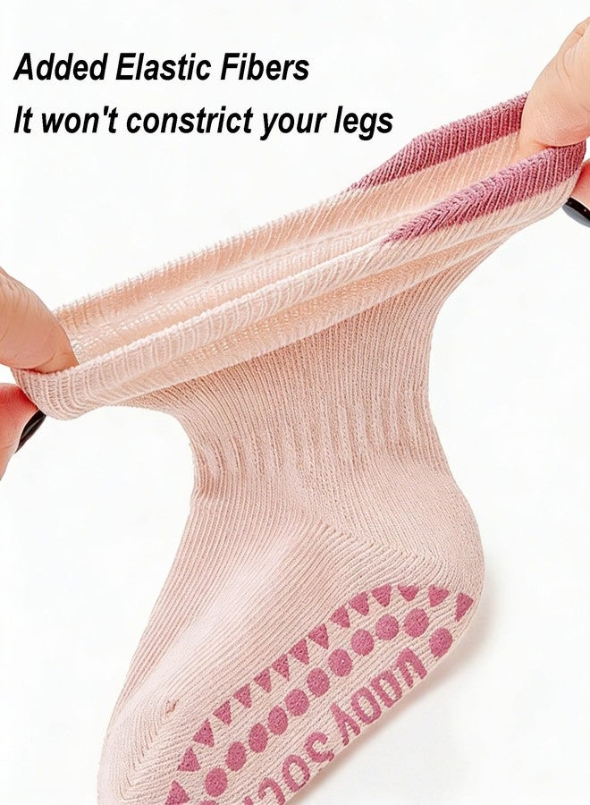 Eohak 6 Pairs Baby Socks Non Slip with Anti-slip Dots Cotton Crew Socks for Infant Baby Boys Girls - Image 3
