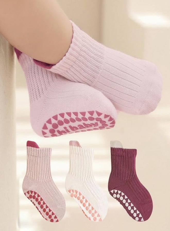 Eohak 6 Pairs Baby Socks Non Slip with Anti-slip Dots Cotton Crew Socks for Infant Baby Boys Girls - Image 5