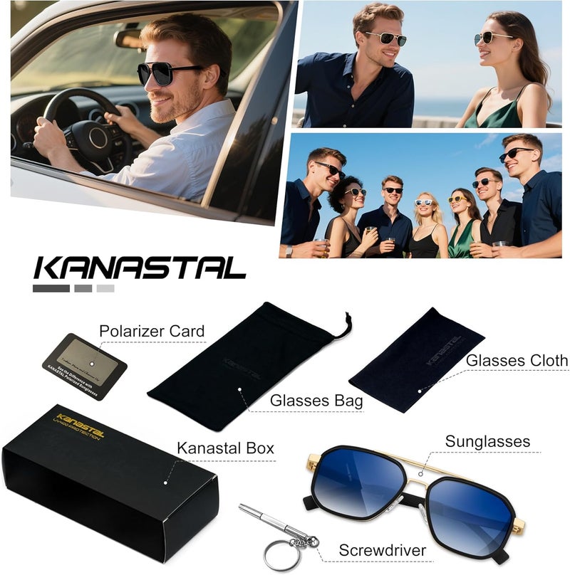 الكنديين نظارات شمسية بإطار معدني من KANASTAL للرجال، نظارات شمسية مستقطبة، نظارات عسكرية، ظلال كبيرة عصرية للرجال، نظارة كبيرة للقيادة والصيد في الهواء الطلق، حماية UV400 - Image 5
