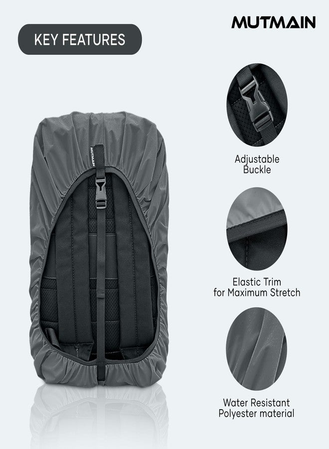 MUTMAIN Bag Cover Waterproof 40L to 50L PU Coated Rain Cover for Backpack Bags, Suitable Bags for Laptop, School, Tail, Trekking, Travel Bag with Adjustable Buckle T(Grey) - Image 2