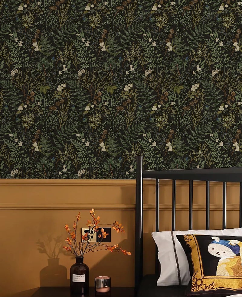GLOW4U Dark Green Fern Botanical Shelf Liner Contact Paper Self Adhesive Vinyl Botanical Drawer Liner Wall Paper for Kitchen Cabinets Dresser Dollhouse Walls Arts Crafts Decal 17.5X117 Inches - Image 5