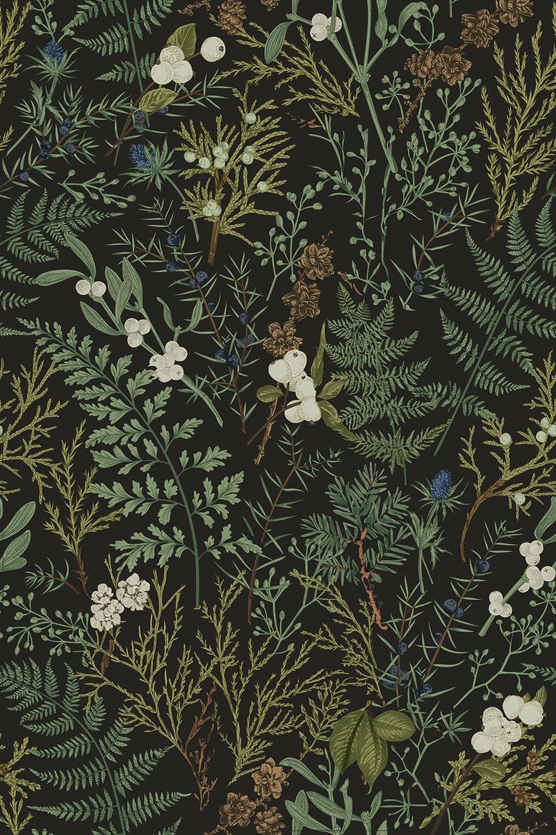 GLOW4U Dark Green Fern Botanical Shelf Liner Contact Paper Self Adhesive Vinyl Botanical Drawer Liner Wall Paper for Kitchen Cabinets Dresser Dollhouse Walls Arts Crafts Decal 17.5X117 Inches - Image 1