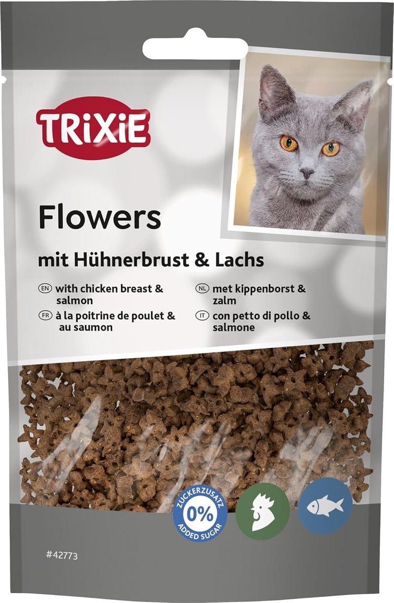 Trixie Cat Snack Flowers from Selected Ingredients 50 g, Delicious Cat Treats with Chicken Breast and Salmon - 42773 - Image 1