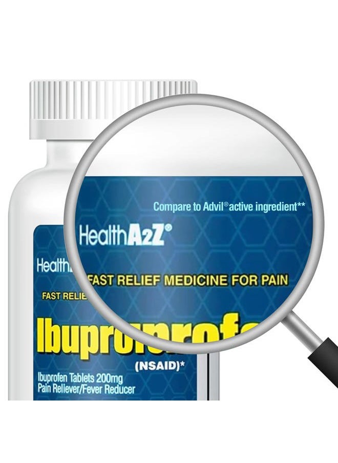 HealthA2Z ® Ibuprofen 200mg | 500 Counts | Pain Relief | Body Aches | Headache | Arthritis | Cramps | Back Pain | Fever Reducer… (500 Count)  - Image 2