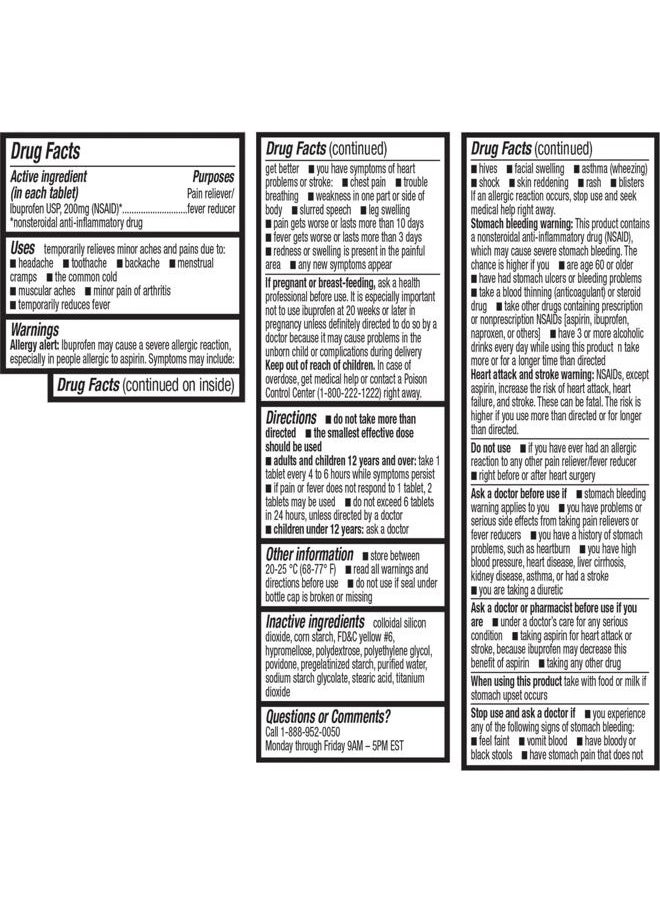 HealthA2Z ® Ibuprofen 200mg | 500 Counts | Pain Relief | Body Aches | Headache | Arthritis | Cramps | Back Pain | Fever Reducer… (500 Count)  - Image 4