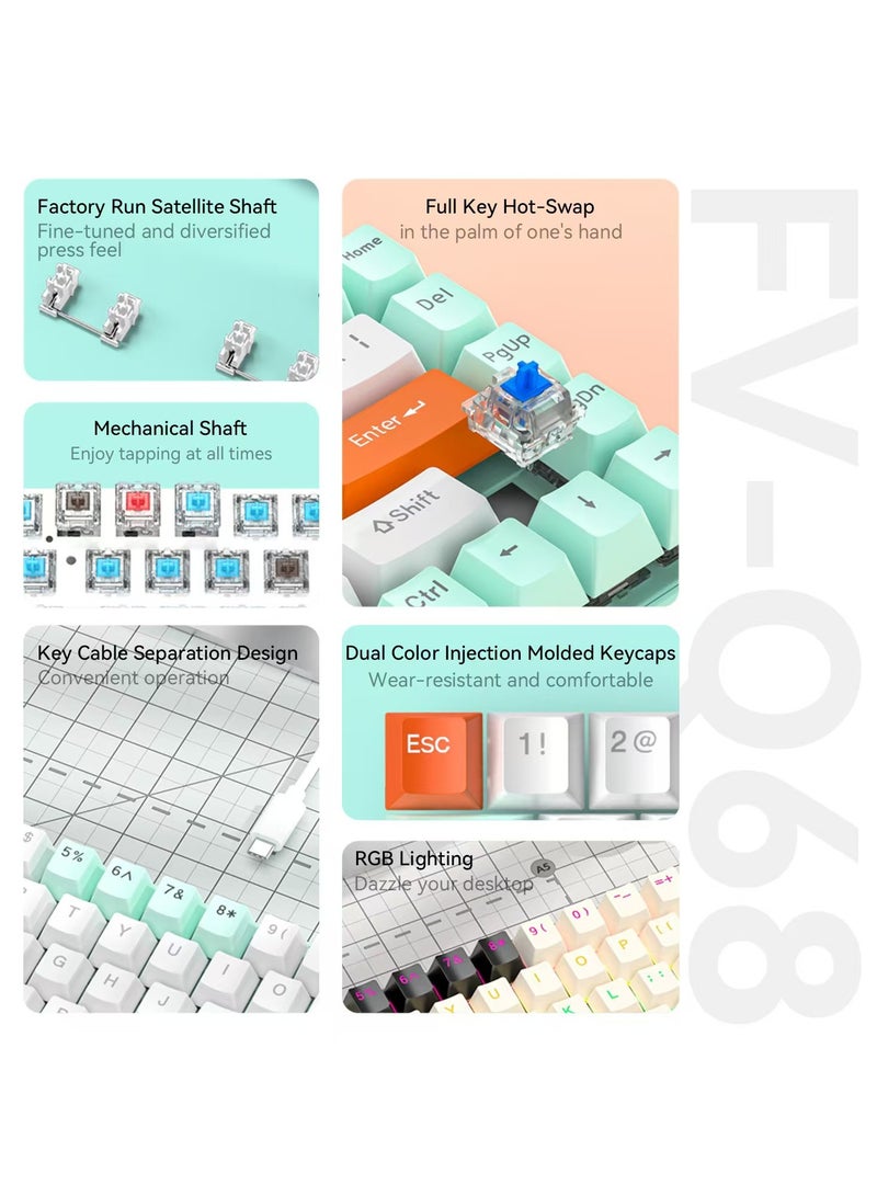 Forev Q68 portable gaming keyboard, RGB backlit gaming keyboard, - Image 2