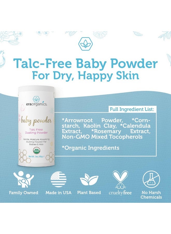 Usda Organic Baby Powder Talc-Free Dusting Powder - Soothing Organic Arrowroot, Calendula And Cornstarch Baby Powder For Newborn, Babies And Toddlers - Made In Usa - 3Oz/85G