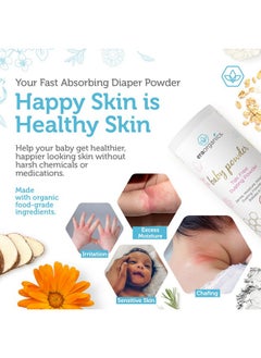 Era Organics Usda Organic Baby Powder Talc-Free Dusting Powder - Soothing Organic Arrowroot, Calendula And Cornstarch Baby Powder For Newborn, Babies And Toddlers - Made In Usa - 3Oz/85G  - Image 3