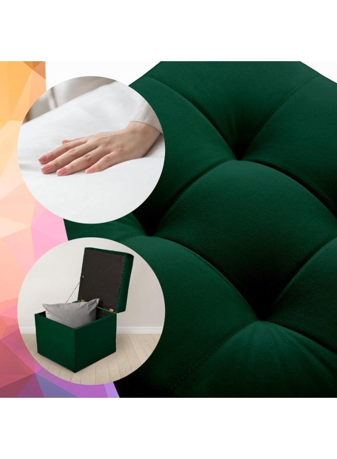 Soft, hinged, foldable plush upholstered bench with storage space, can hold up to 300 kg, suitable for living room, bedroom, and hallway, measuring 44 x 45 cm - Image 5