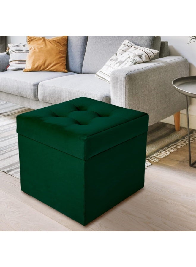 Soft, hinged, foldable plush upholstered bench with storage space, can hold up to 300 kg, suitable for living room, bedroom, and hallway, measuring 44 x 45 cm - Image 2