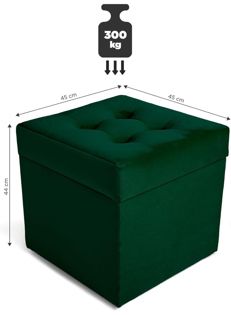 Soft, hinged, foldable plush upholstered bench with storage space, can hold up to 300 kg, suitable for living room, bedroom, and hallway, measuring 44 x 45 cm - Image 3