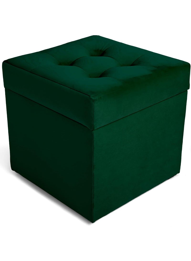 Soft, hinged, foldable plush upholstered bench with storage space, can hold up to 300 kg, suitable for living room, bedroom, and hallway, measuring 44 x 45 cm - Image 1