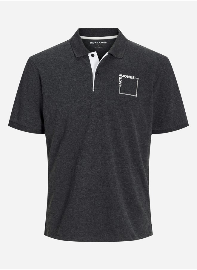 JACK & JONES Slogan Print Polo Neck T-Shirt 