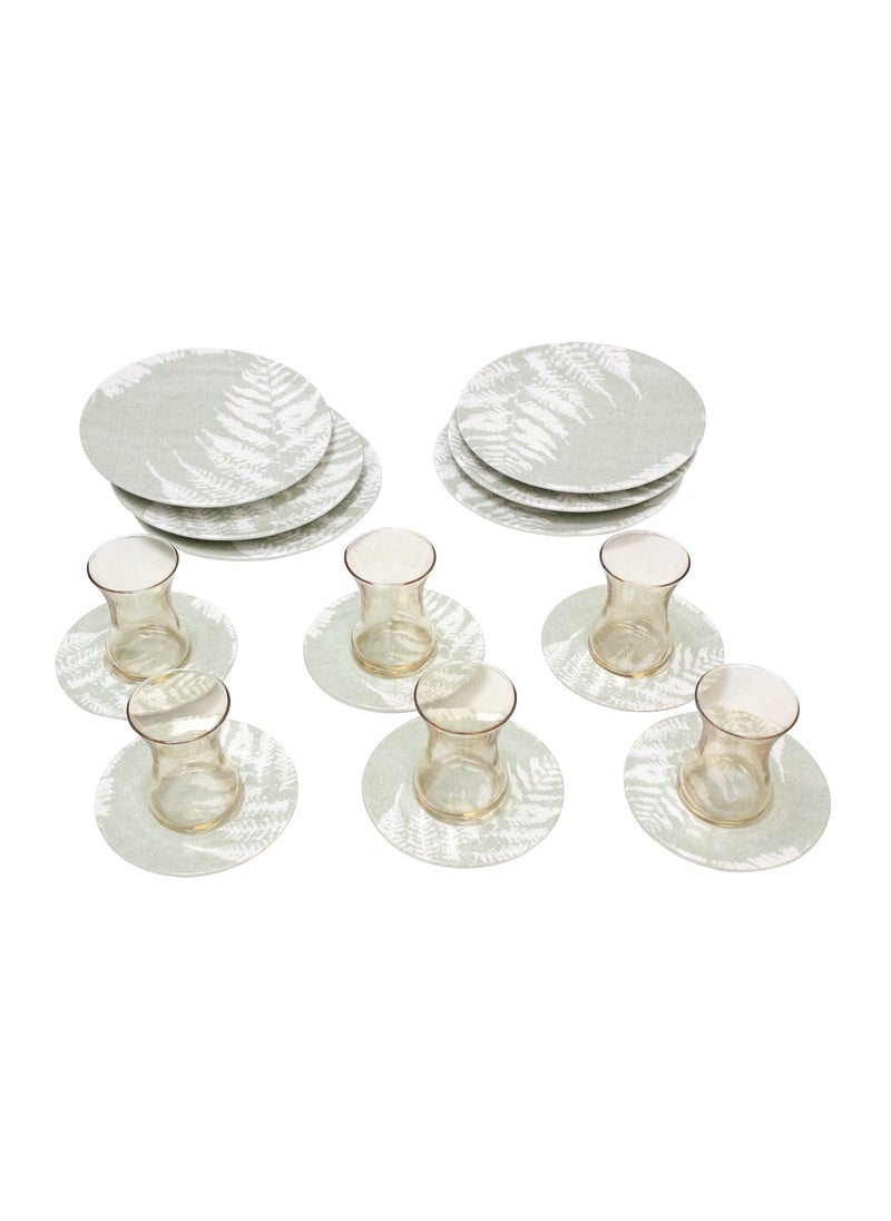 BLACKSTONE Herencia 18 Pieces Porcelain Tea Set With Side Plate 6x Tea Cups 6x Saucers 6x Side Plates Made In Turkey  - Image 1