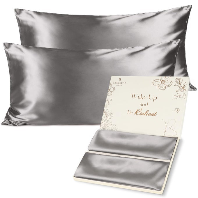 KING SIZE SATIN PILLOWCASE SET OF 2 SILKY PILLOW CASES FOR HAIR AND SKIN 20X36 INCHES SILK PILLOWCASE FOR HAIR SKIN WITH ZIPPER EXQUISITE PACKAGING FOR WOMEN MEN