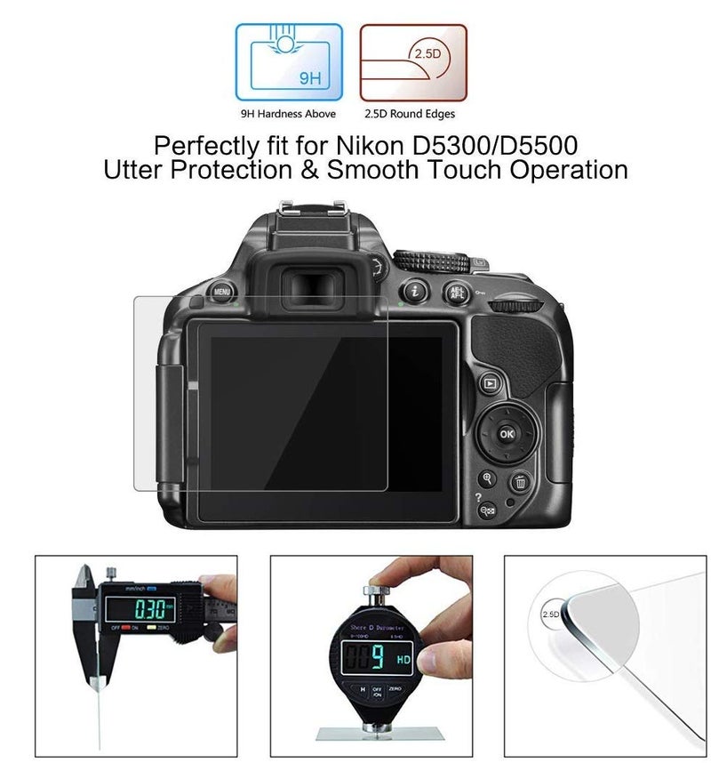 Action Pro 9H Nano Hammer Proof Screen Guard Protector Compatible With Nikon D5300 D5500 D5600 - Image 2