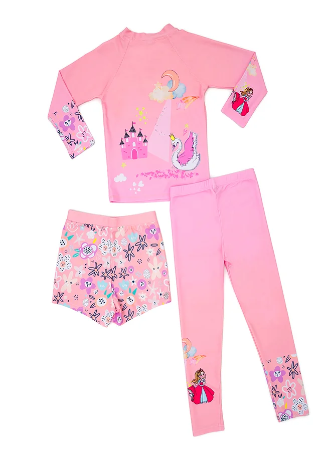 بيبي كلو 3-Piece Swan Princess Swimwear Set for Girls