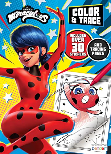 Bendon Miraculous Tales of Ladybug and Cat Noir 48 Page Color Trace Coloring Book 52562 - Image 1