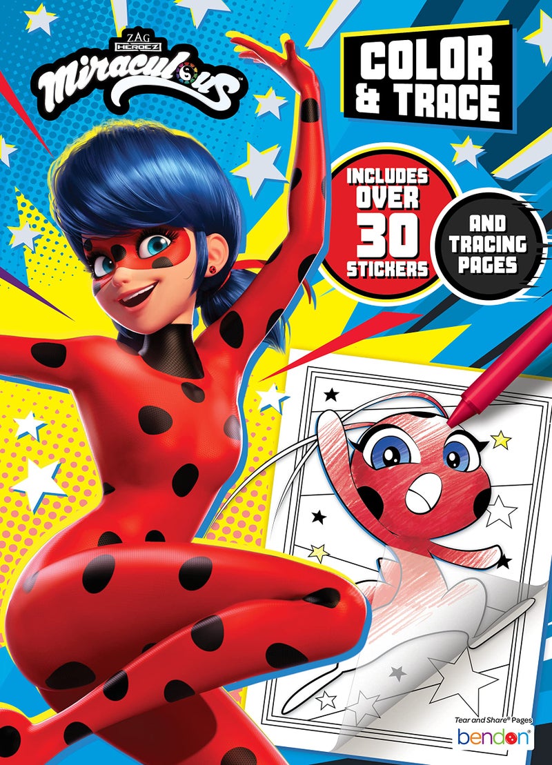 Bendon Miraculous Tales of Ladybug and Cat Noir 48 Page Color Trace Coloring Book 52562 - Image 2