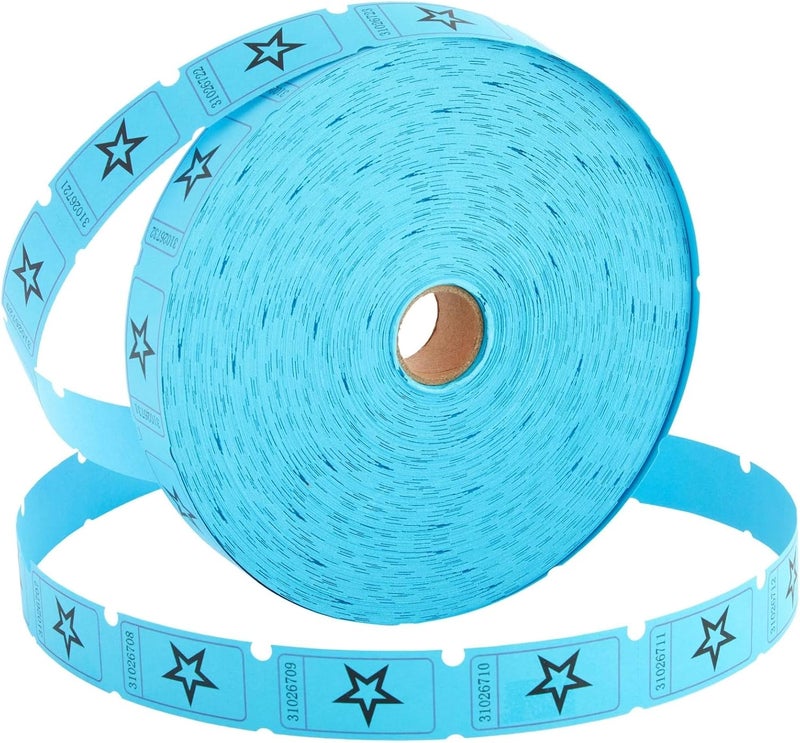 Juvale 2000Count Numbered Blue Star Raffle Tickets Single Ticket Roll for Party Events Prize Reward Fundraiser Drawing Carnival Giveaways School Classroom Supplies 2x1 in - Image 1
