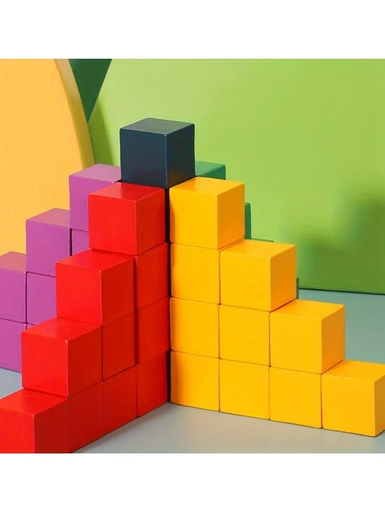 Gonice Wooden Building Blocks, Counting Cubes, Handcraft Math Blocks, Early Math Exercises, Primary School Teacher Classroom Supplies (100pcs)  - Image 4