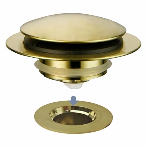 Gold Brushed Tub Drain StopperUniversal Pop Up Bath Drain Plug Bathtub Drain StopperHidrop Conversion Kit AssemblyReplaces Lift and TurnTipToe Plug Stopper for TubEZ InstallGold Brushed