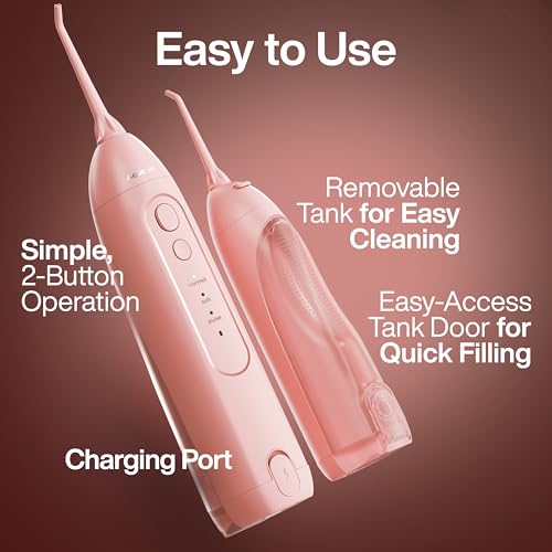 AquaSonic Icon Water Flosser for Teeth – Cordless Rechargeable Oral Irrigator – Waterproof, Portable Dental Cleaning with Jet Tip – Braces Home Travel - Blush - Image 5